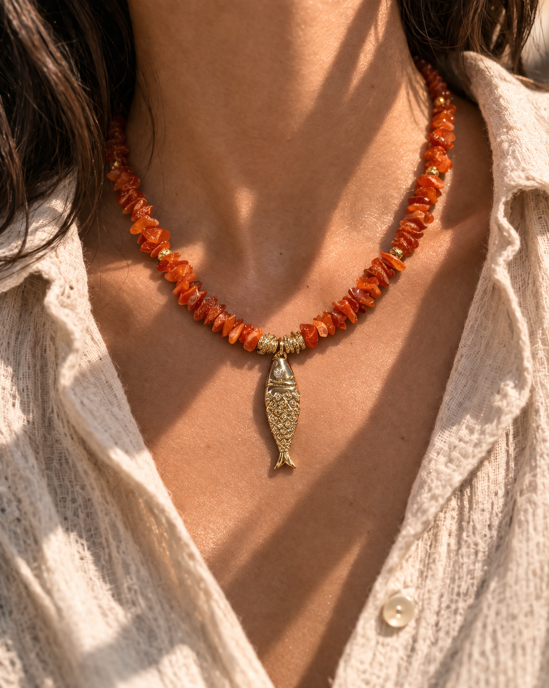 Serena Carnelian Fish Necklace
