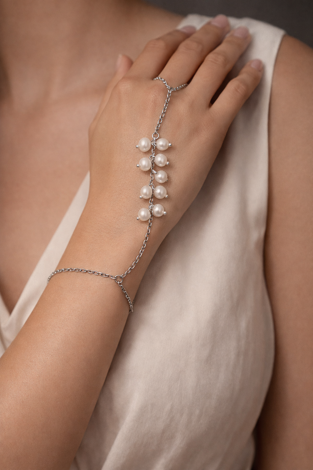 Perla Cascade Hand Chain Bracelet