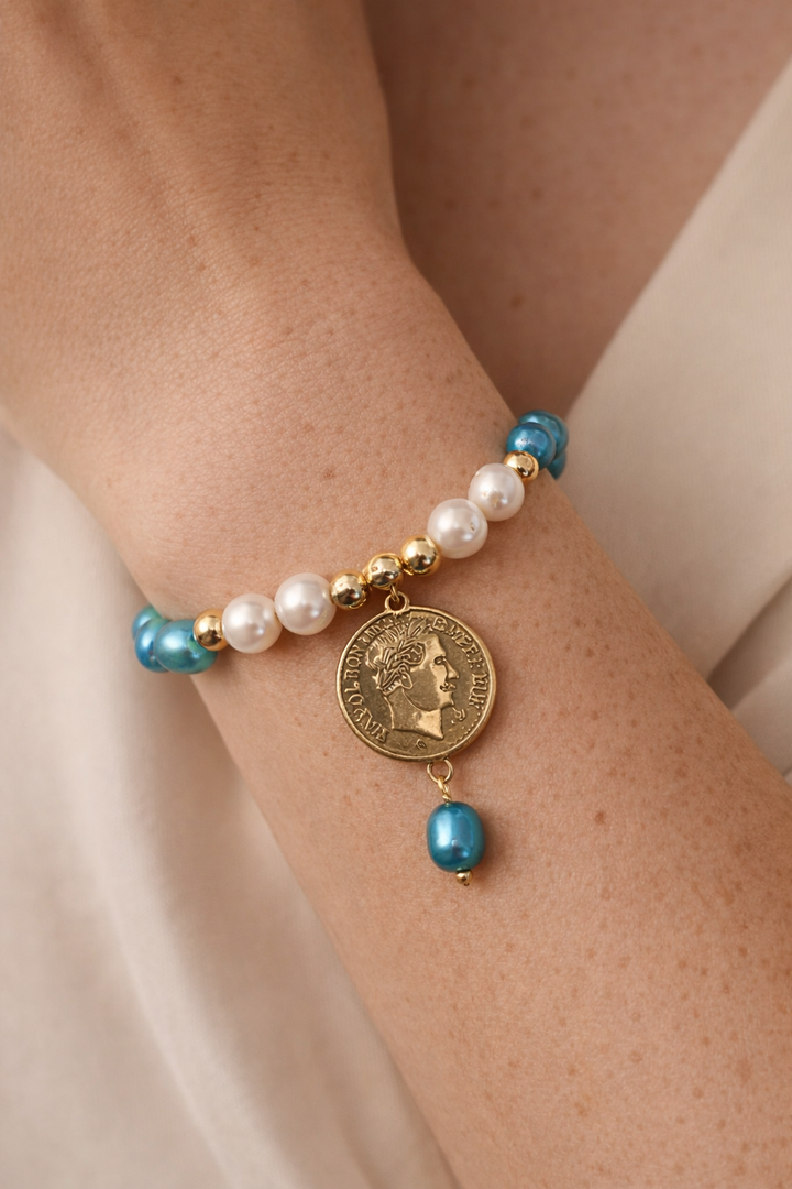 Azzurra Coin Pearl Bracelet