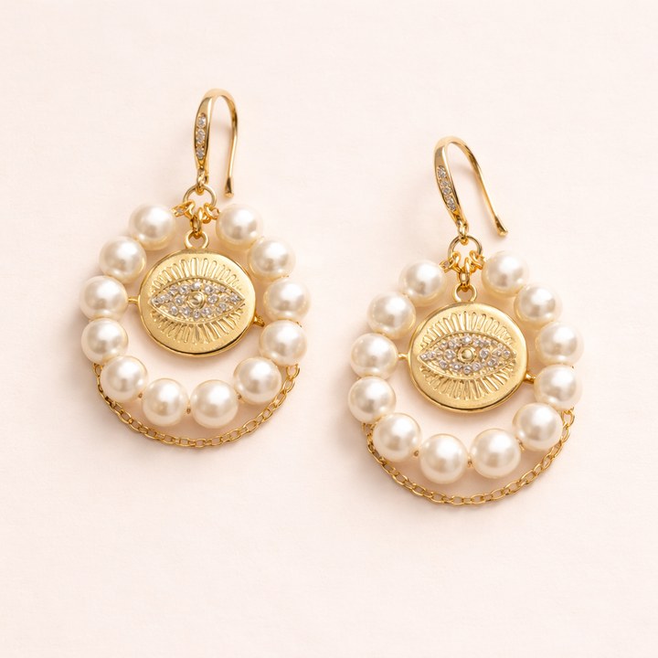 Elysia Pearl Eye Earrings