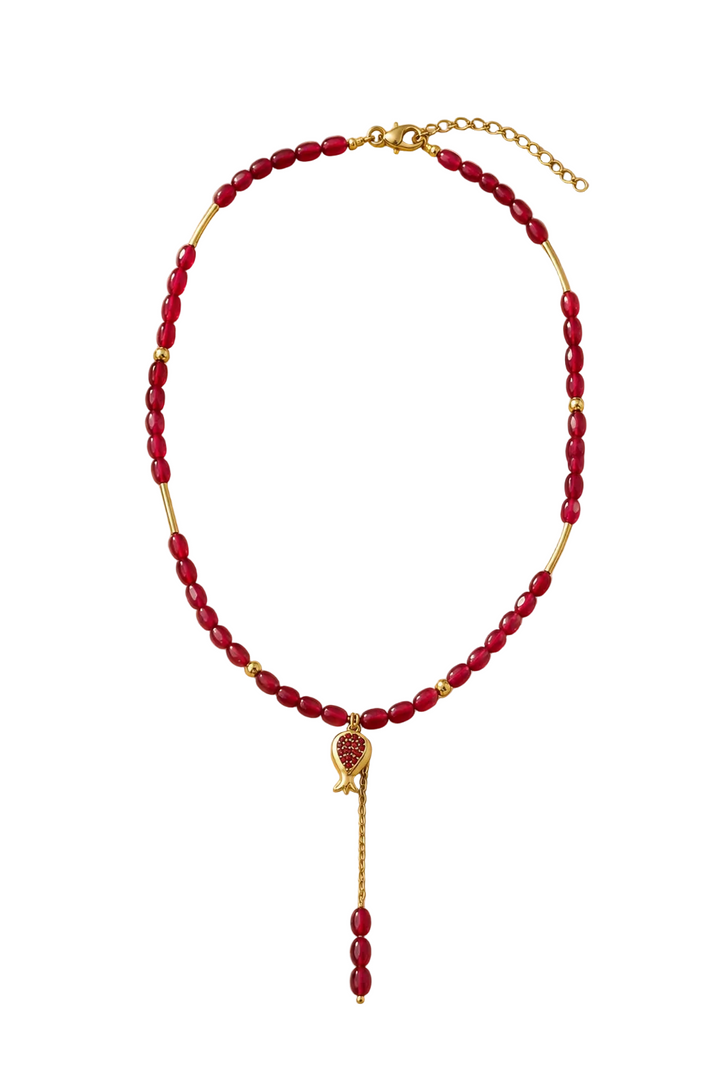 Crimson Agate Drop Necklace