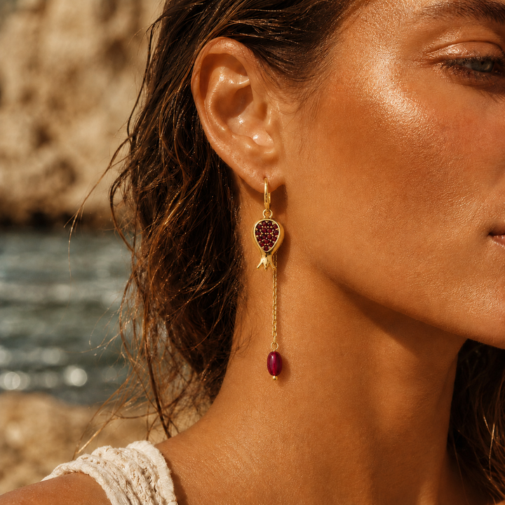 Crimson Agate Drop Earrings