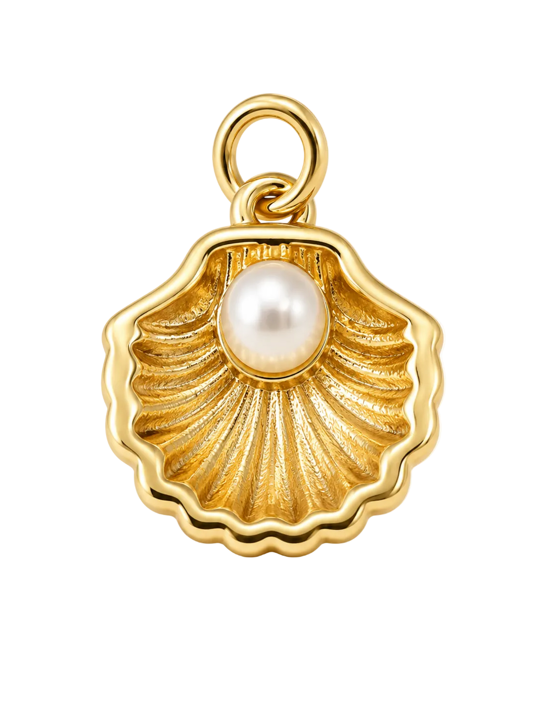 Gold Seashell Pearl Charm