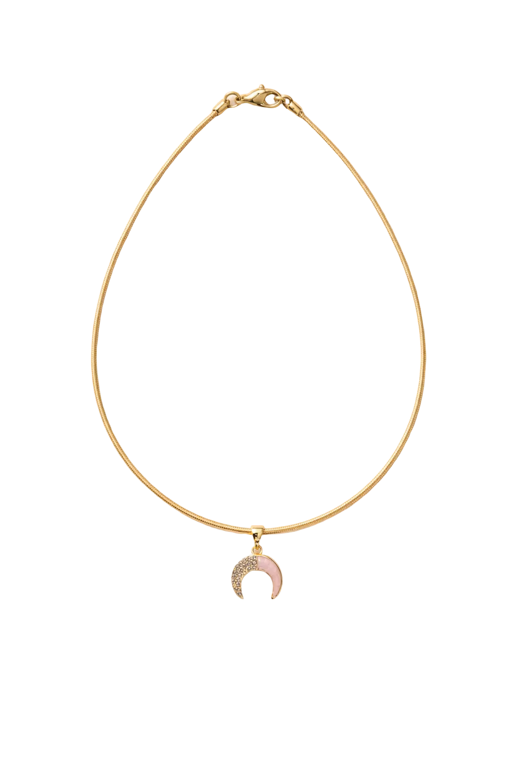 Selene Crescent Wire Necklace – delicate crescent moon pendant on sleek gold wire necklace